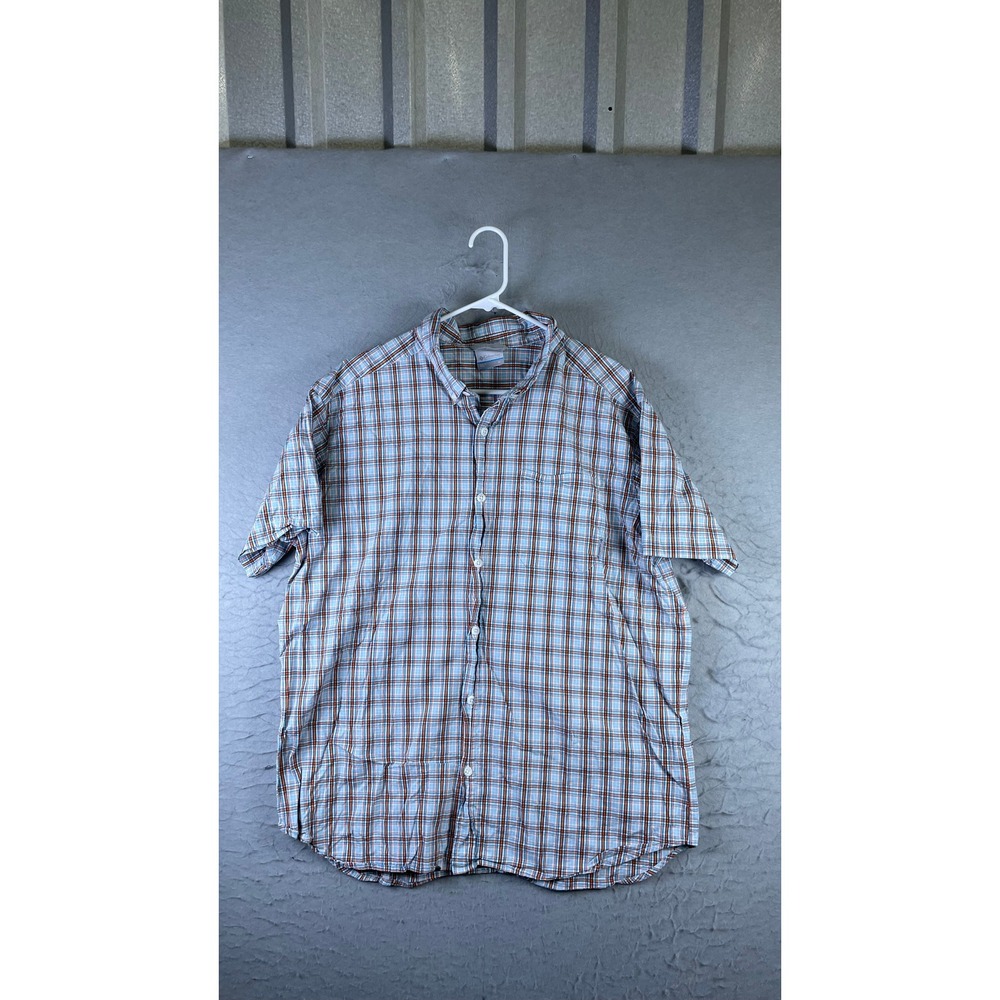 Columbia Button Down Shirt Mens XL Blue Plaid Excellent Short Sleeve Regular Fit